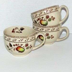 3 Johnson Bros. Old Granite Fruit Sampler Teacups Cottagecore Tea Cups